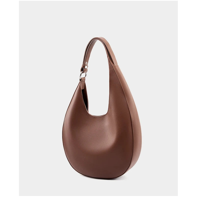 Hifashion Trendy Genuine Leather Crescent Underarm Shoulder Bags For Women 2025 Luxury Designer Hobos Half Moon Tote Handbags