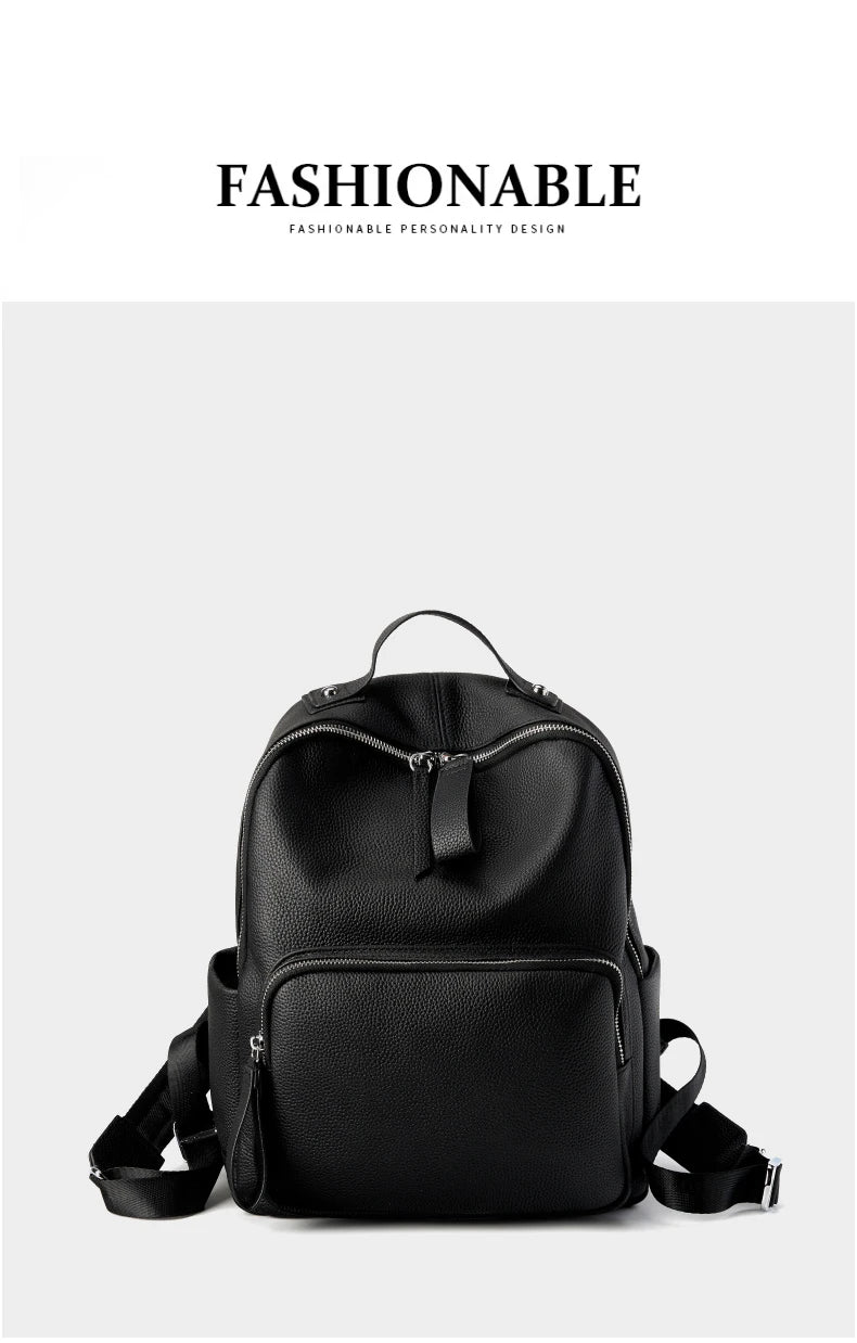Hifashion 100% Cowhide Genuine Leather Backpack For Women 2025 Trend Designer Soft Travel Work Daypack Teenage Girls School Bags