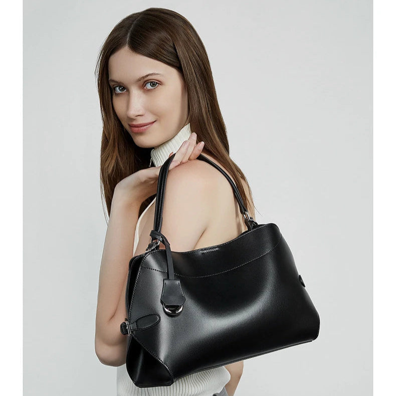 Hifashion Cowhide Genuine Leather Tote Handbags For Women 2025 Luxury Designer Crescent Office Ladies Shoulder Crossbody Bags