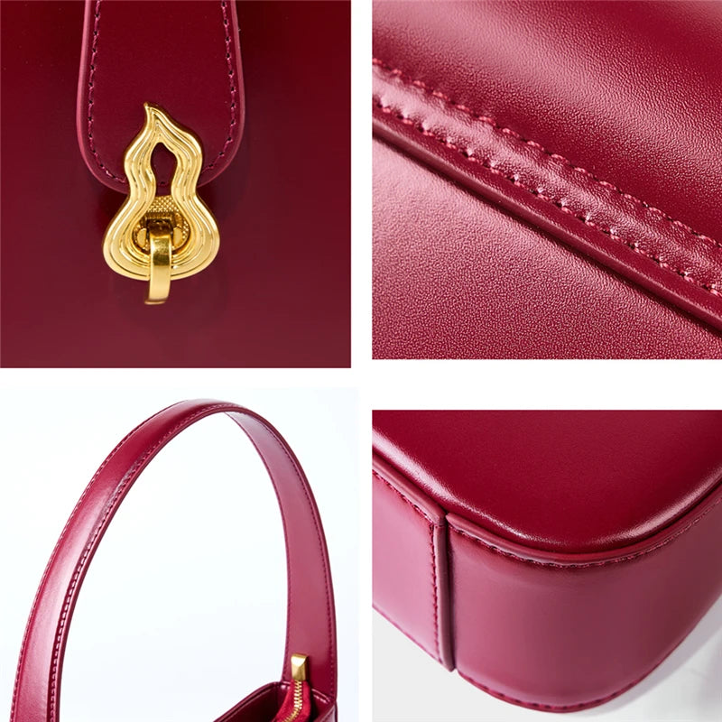 Hifashion Cowhide Genuine Leather Underarm Shoulder Bags For Women 2025 Luxury Designer Half Moon Purse Crescent Ladies Handbags