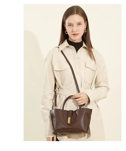 Hifashion Stylish Genuine Leather Handbags For Women 2025 Trend Designer Commuting Shoulder Bags Crossbody Tote Ladies Handbags