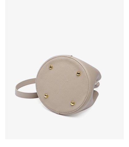 Hifashion Cowhide Genuine Leather Bucket Small Shoulder Bags For Women 2025 Luxury Designer Crossbody Purse Tote Ladies Handbags
