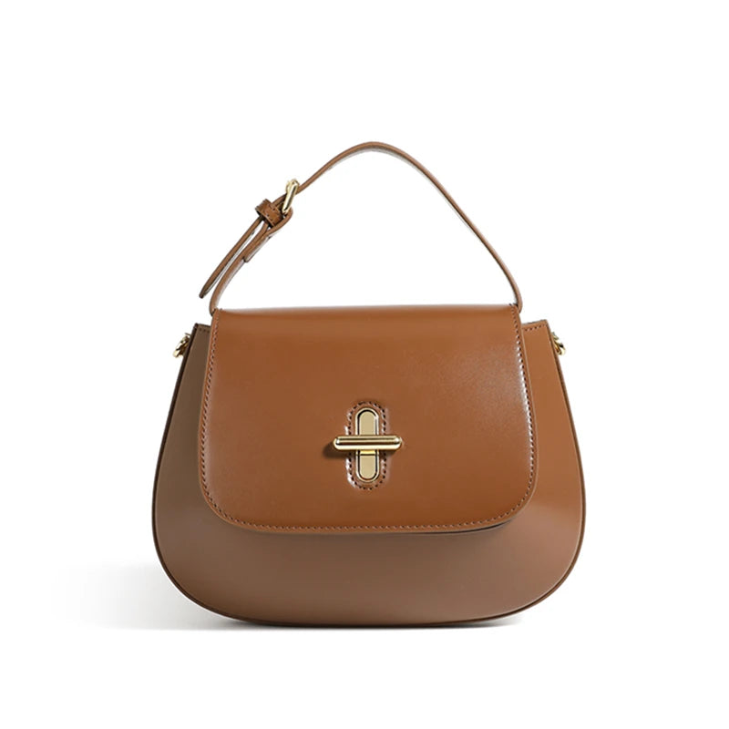 Hifashion Luxury Genuine Leather Saddle Small Shoulder Crossbody Bags For Women 2025 Trend Designer Purses Tote Ladies Handbags