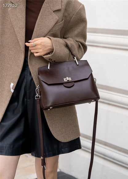 Hifashion Cowhide Genuine Leather Tote Handbags For Women 2025 Trend Designer Satchel Purses Work Ladies Shoulder Crossbody Bags