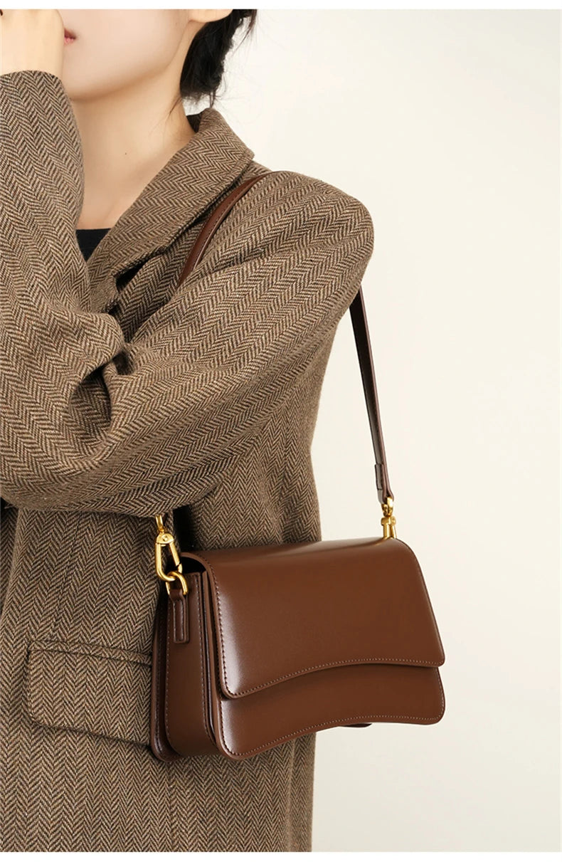 Hifashion Vintage Genuine Leather Underarm Shoulder Bags For Women 2025 Luxury Designer Crossbody Purses Saddle Ladies Handbags