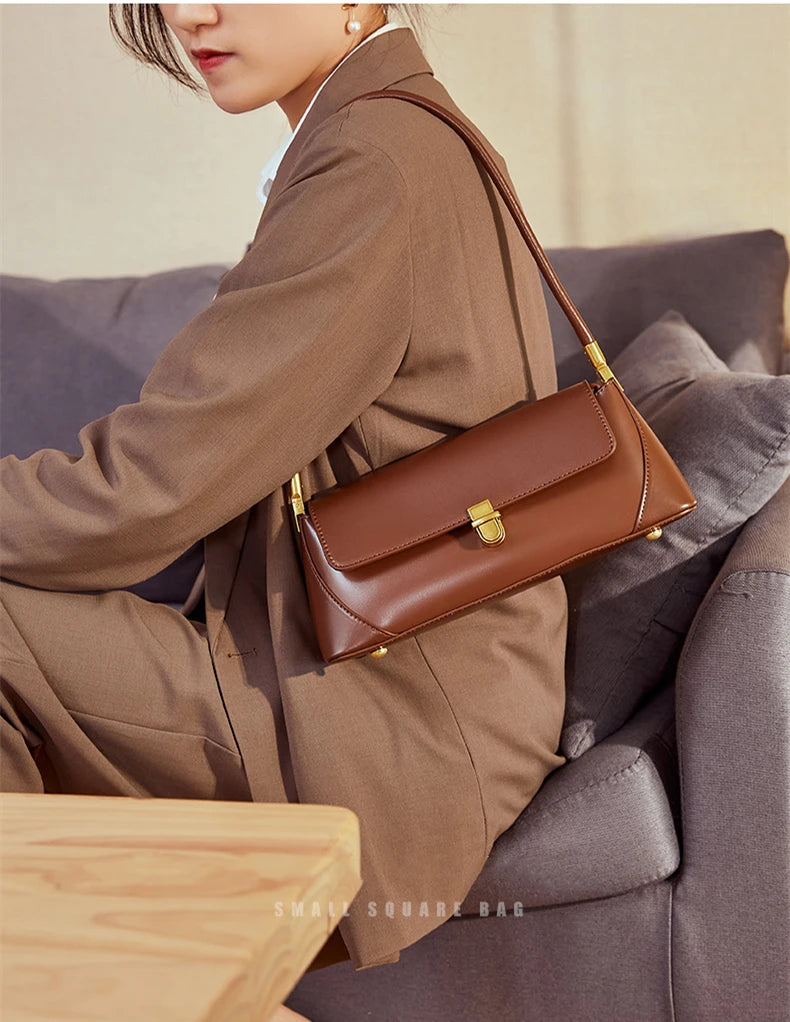 Hifashion Cowhide Genuine Leather Underarm Shoulder Bags For Women 2025 Trend Designer Top Handle Female Tote Ladies Handbags