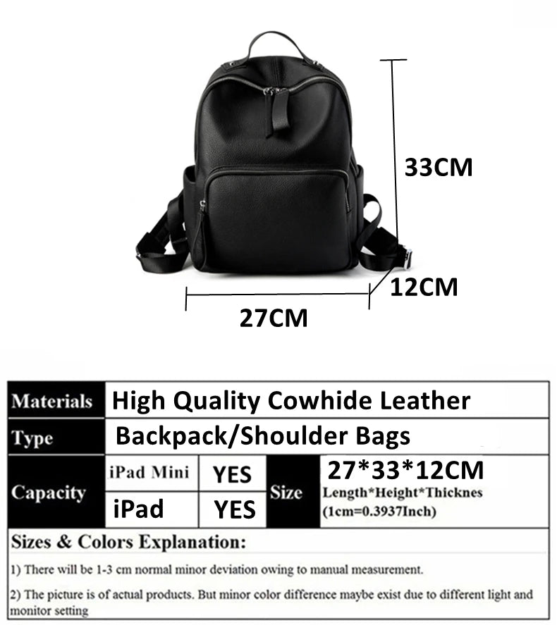 Hifashion 100% Cowhide Genuine Leather Backpack For Women 2025 Trend Designer Soft Travel Work Daypack Teenage Girls School Bags