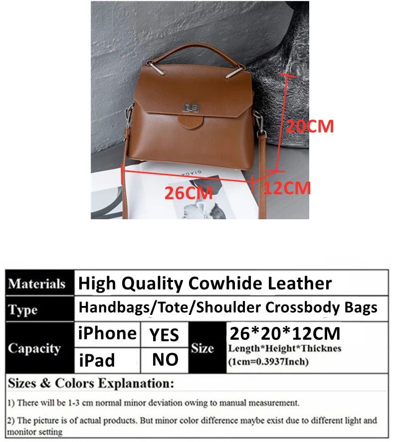 Hifashion Cowhide Genuine Leather Tote Handbags For Women 2025 Trend Designer Satchel Purses Work Ladies Shoulder Crossbody Bags