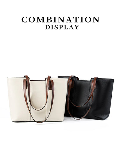 Hifashion Cowhide Genuine Leather Large Shoulder Bags For Women 2025 Luxury Designer Shopper Work Tote Commuter Ladies Handbags
