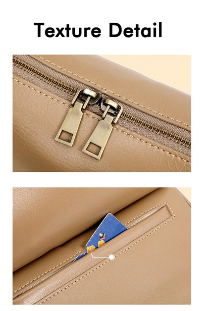 Hifashion Cowhide Genuine Leather Pillow Tote Handbags For Women 2025 Luxury Designer Satchel Work Ladies Shoulder Crossbody Bag