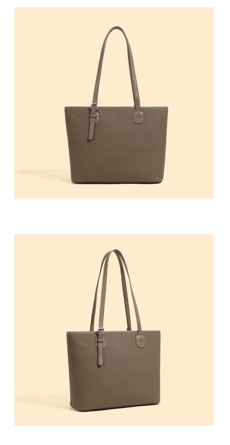 Hifashion Cowhide Genuine Leather Large Tote Bags For Women 2025 Luxury Designer Shopping Shoulder Bags A4 Work Ladies Handbags
