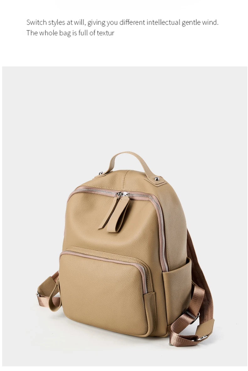 Hifashion 100% Cowhide Genuine Leather Backpack For Women 2025 Trend Designer Soft Travel Work Daypack Teenage Girls School Bags