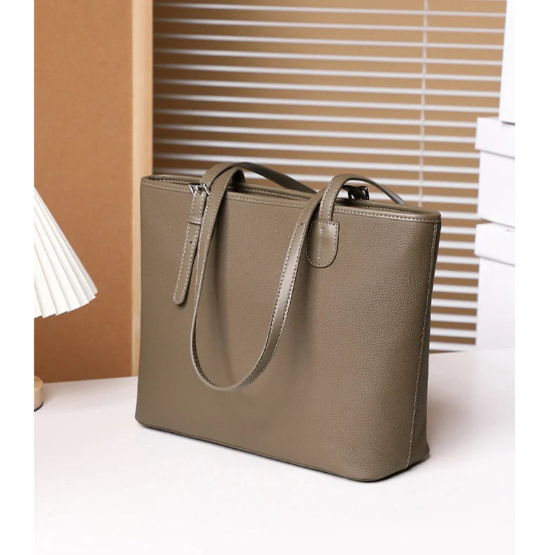 Hifashion Cowhide Genuine Leather Large Tote Bags For Women 2025 Luxury Designer Shopping Shoulder Bags A4 Work Ladies Handbags