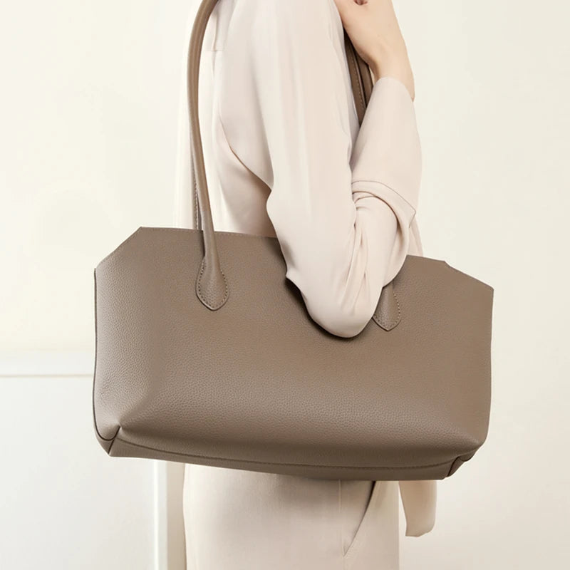 Hifashion Cowhide Genuine Leather Large Underarm Shoulder Bags For Women 2025 Luxury Designer Shopping Tote Work Ladies Handbags