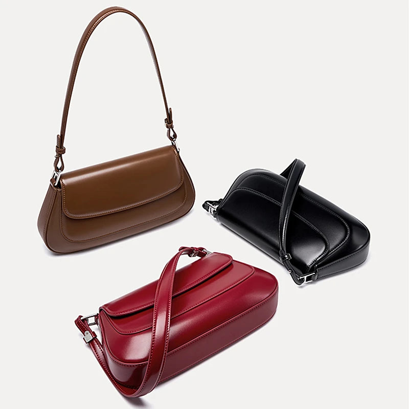 Hifashion Luxury Genuine Leather Underarm Shoulder Bags For Women 2025 Trend Designer Crossbody Purses  Saddle Ladies Handbags