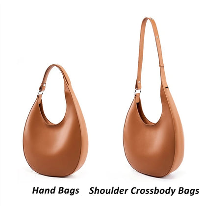 Hifashion Trendy Genuine Leather Crescent Underarm Shoulder Bags For Women 2025 Luxury Designer Hobos Half Moon Tote Handbags