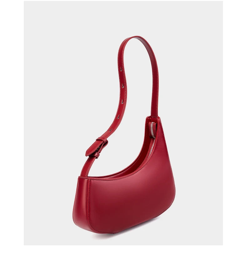 Hifashion Minimalist Genuine Leather Crescent Underarm Shoulder Bags For Women 2025 Luxury Designer Half Moon Ladies Handbags