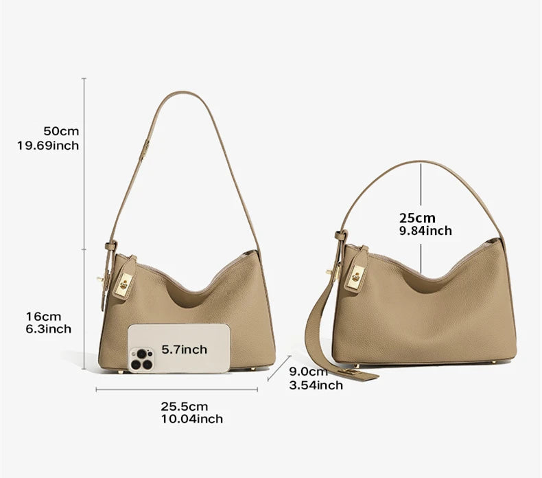 Hifashion Cowhide Genuine Leather Underarm Shoulder Bags For Women New 2025 Trend Designer Crossbody Purses Work Ladies Handbags