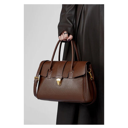 Hifashion Cowhide Genuine Leather Large Tote Handbags For Women 2025 Luxury Designer Top Handle Briefcase Satchel Shoulder Bags