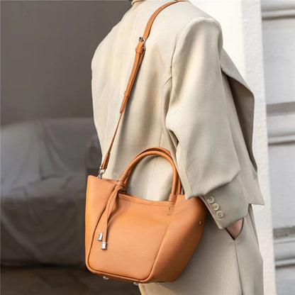 Hifashion Stylish Genuine Leather Tote Shoulder Bags For Women 2025 Trend Designer Basket Shopper Work Crossbody Ladies Handbags