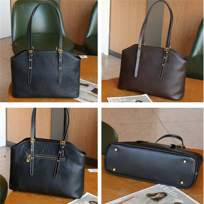 Hifashion 100% Genuine Leather Large Underarm Shoulder Bags For Women 2025 Trend Designer Tote Shopper Office Ladies Handbags