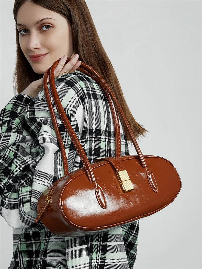 Hifashion Vintage Cowhide Genuine Leather Underarm Shoulder Bags For Women 2025 Trend Designer Luxury Tote Work Ladies Handbags