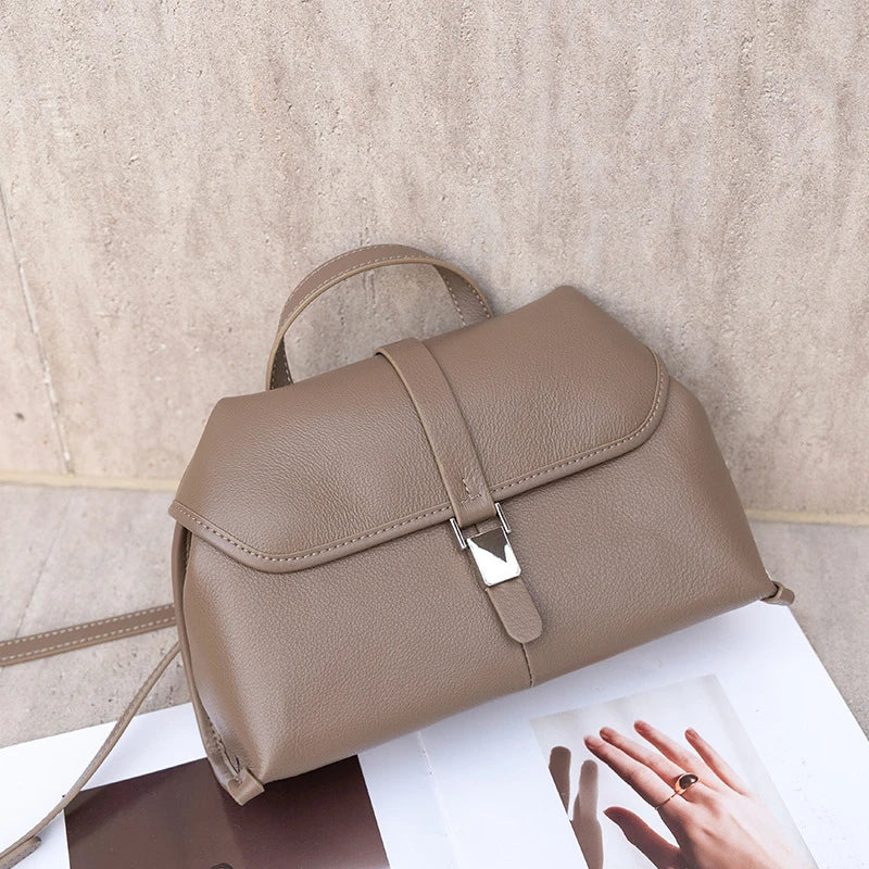 Hifashion Cowhide Genuine Leather Crossbody Shoulder Bags For Women 2025 Trend Designer Satchel Purses Boston Ladies Handbags