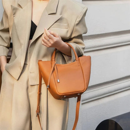 Hifashion Stylish Genuine Leather Tote Shoulder Bags For Women 2025 Trend Designer Basket Shopper Work Crossbody Ladies Handbags