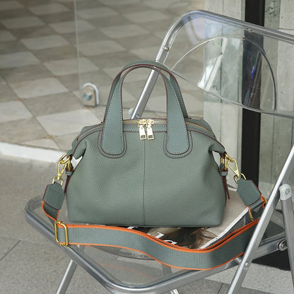 Hifashion 100% Cowhide Genuine Leather Handbags For Women 2025 Trend Designer Wide Strap Pillow Ladies Shoulder Crossbody Bags