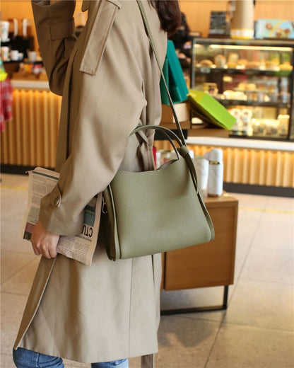 Hifashion Vintage Cow Genuine Leather Bucket Tote Shoulder Bags For Women 2025 Luxury Designer Shopper Crossbody Ladies Handbags