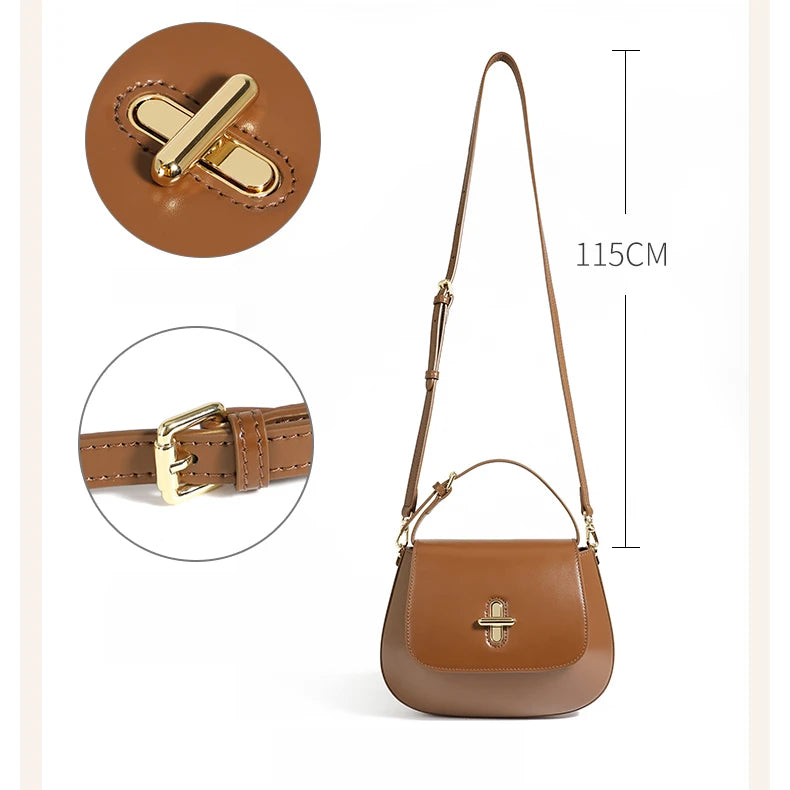 Hifashion Luxury Genuine Leather Saddle Small Shoulder Crossbody Bags For Women 2025 Trend Designer Purses Tote Ladies Handbags