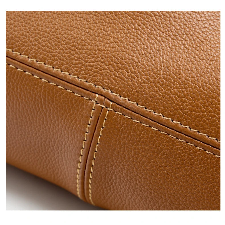 Hifashion 100% Real Genuine Leather Large Tote Shoulder Bags For Women 2025 Luxury Designer Trapeze Shopper Work Ladies Handbags