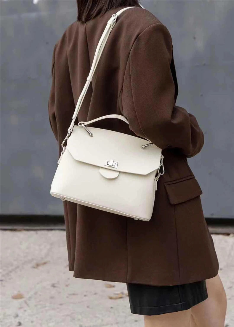 Hifashion Cowhide Genuine Leather Tote Handbags For Women 2025 Trend Designer Satchel Purses Work Ladies Shoulder Crossbody Bags