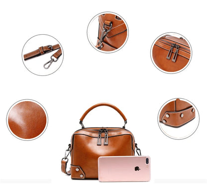 Hifashion Cowhide Genuine Leather Pillow Small Shoulder Crossbody Bags For Women 2025 Trend Designer Boston Tote Ladies Handbags