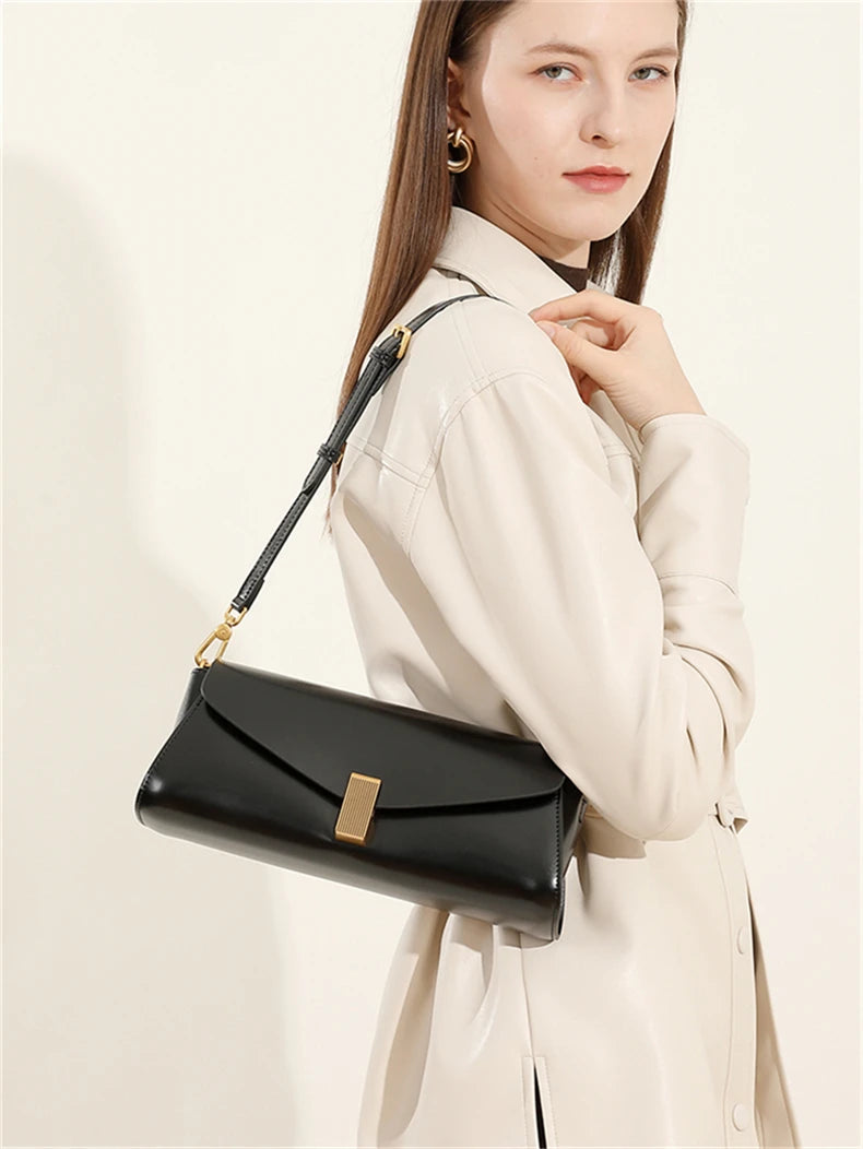 Hifashion Elegant Genuine Leather Underarm Shoulder Bags For Women 2025 Luxury Designer Crossbody Purses Square Ladies Handbags