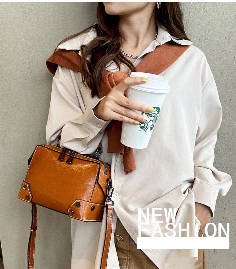 Hifashion Cowhide Genuine Leather Pillow Small Shoulder Crossbody Bags For Women 2025 Trend Designer Boston Tote Ladies Handbags