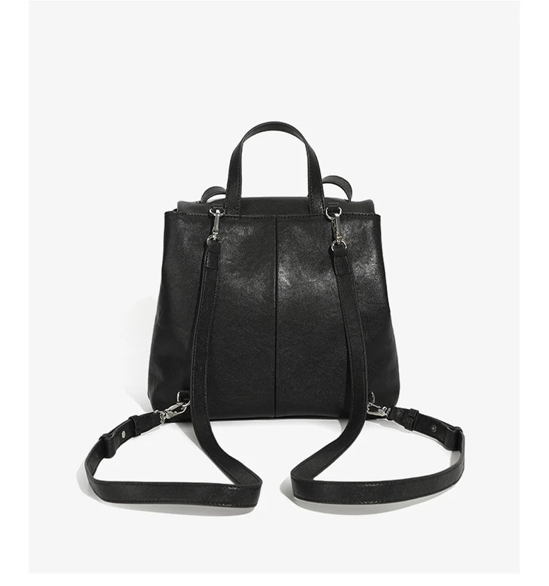 Hifashion Vintage Genuine Leather Backpack For Women 2025 Trend Designer Top Flap College Girls School Bags Work Travel Bagpack