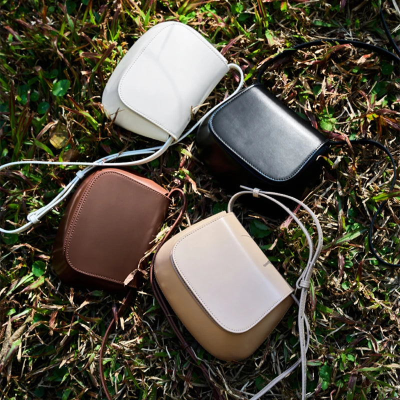 Hifashion Classic Genuine Leather Saddle Small Shoulder Bags For Women 2025 Luxury Designer Crossbody Purses Cow Ladies Handbags