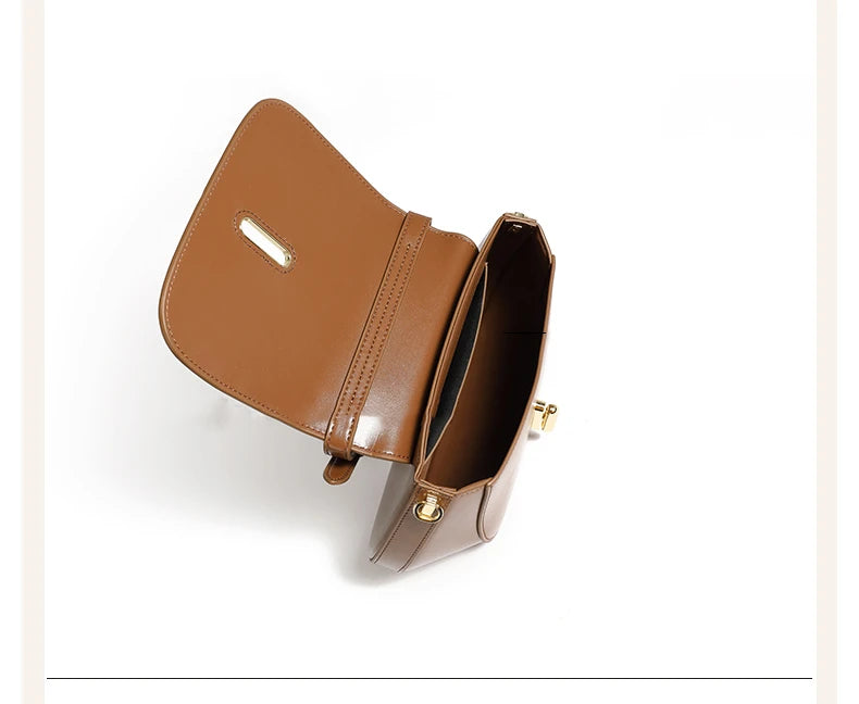 Hifashion Luxury Genuine Leather Saddle Small Shoulder Crossbody Bags For Women 2025 Trend Designer Purses Tote Ladies Handbags
