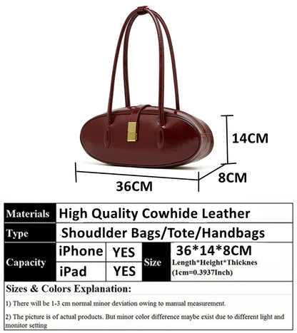 Hifashion Vintage Cowhide Genuine Leather Underarm Shoulder Bags For Women 2025 Trend Designer Luxury Tote Work Ladies Handbags