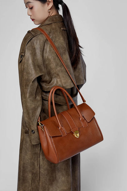 Hifashion Cowhide Genuine Leather Large Tote Handbags For Women 2025 Luxury Designer Top Handle Briefcase Satchel Shoulder Bags