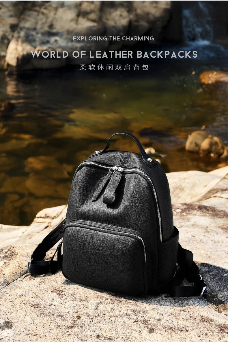 Hifashion 100% Cowhide Genuine Leather Backpack For Women 2025 Trend Designer Soft Travel Work Daypack Teenage Girls School Bags