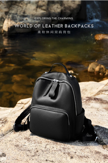 Hifashion 100% Cowhide Genuine Leather Backpack For Women 2025 Trend Designer Soft Travel Work Daypack Teenage Girls School Bags