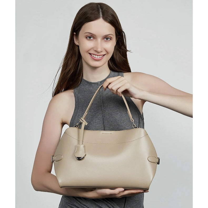 Hifashion Cowhide Genuine Leather Tote Handbags For Women 2025 Luxury Designer Crescent Office Ladies Shoulder Crossbody Bags
