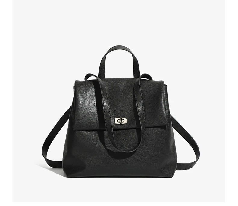Hifashion Vintage Genuine Leather Backpack For Women 2025 Trend Designer Top Flap College Girls School Bags Work Travel Bagpack