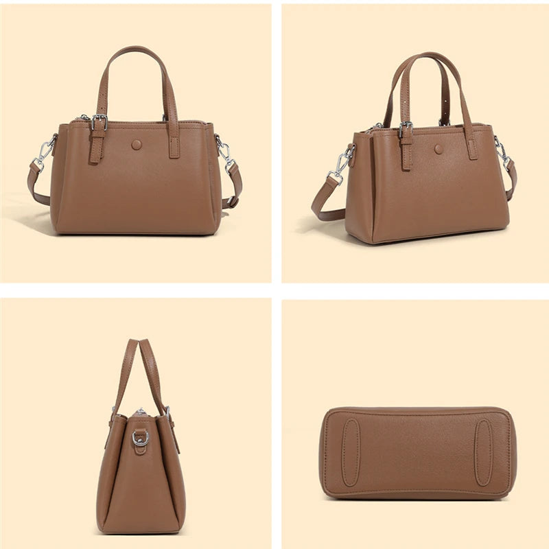 Hifashion 3 Layers Genuine Leather Shoulder Bags For Women 2025 Luxury Designer Crossbody Satchel Commuting Tote Ladies Handbags