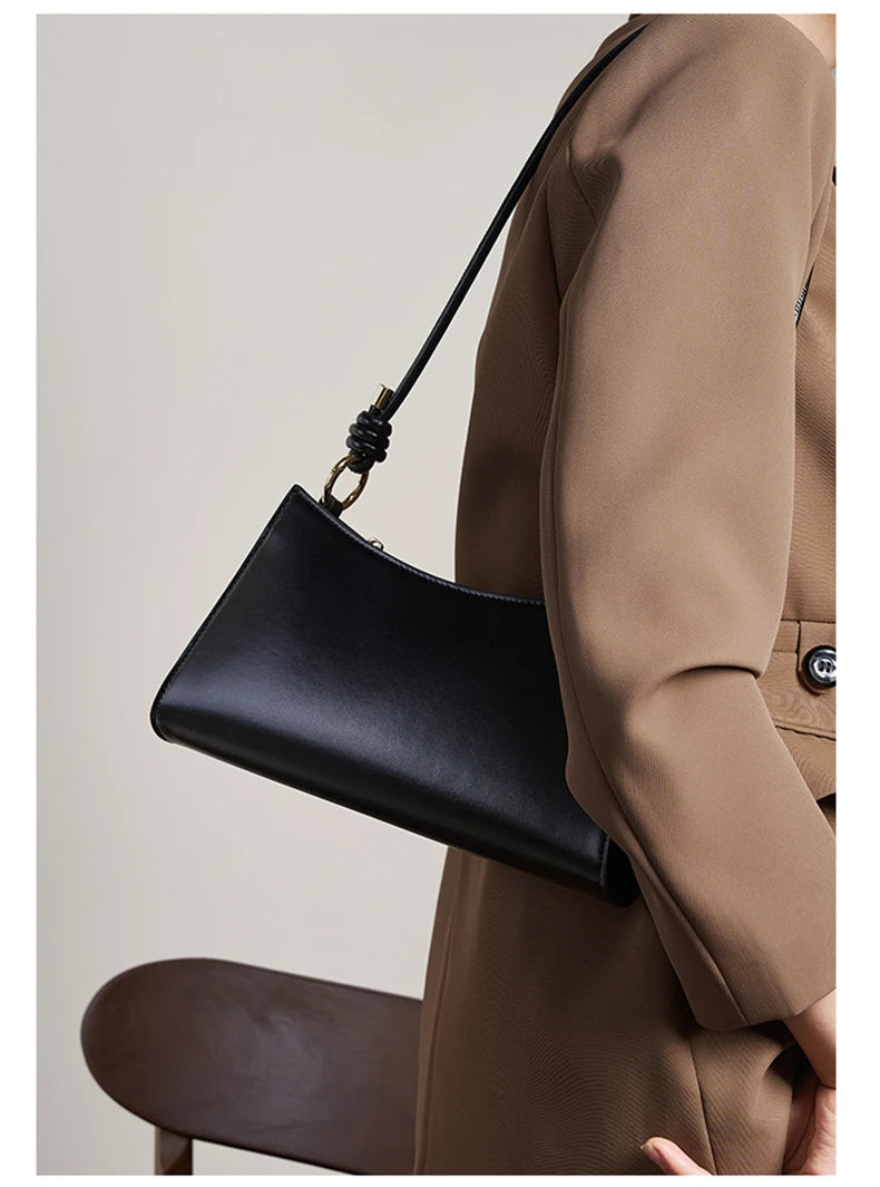 Hifashion Cowhide Genuine Leather Underarm Shoulder Bags For Women 2025 Luxury Designer Evening Party Purse Work Ladies Handbags