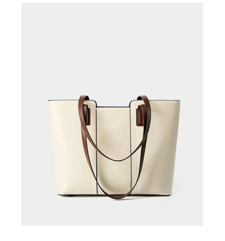 Hifashion Cowhide Genuine Leather Large Shoulder Bags For Women 2025 Luxury Designer Shopper Work Tote Commuter Ladies Handbags