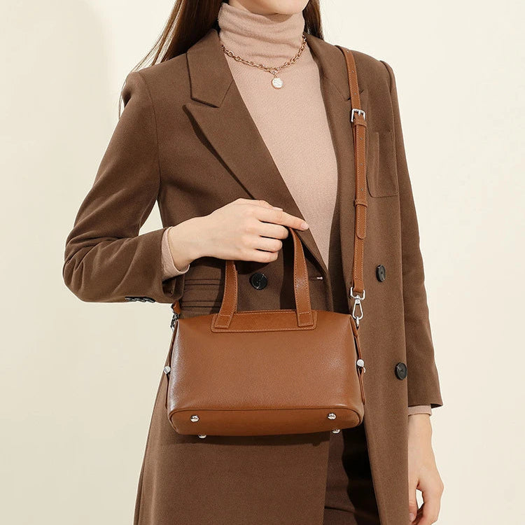 Hifashion Vintage Cow Genuine Leather Pillow Tote Handbags For Women 2025 Trend Designer Boston Ladies Shoulder Crossbody Bags