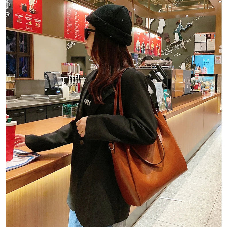 Hifashion Vintage Cowhide Genuine Leather Tote Handbags For Women 2025 Trend Designer Office Work Ladies Shoulder Crossbody Bags